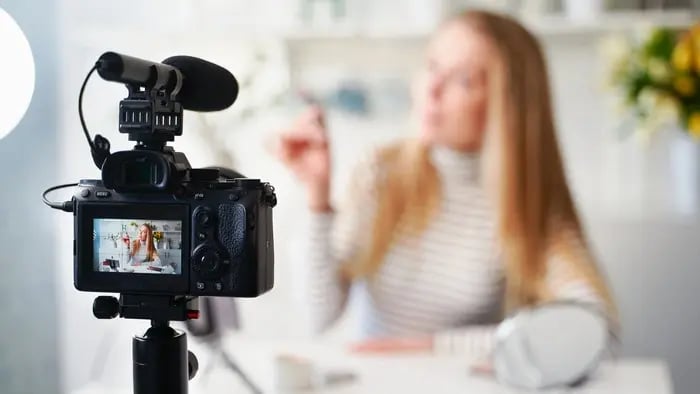Woman recording herself